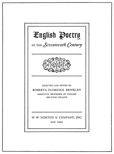 English Poetry of the Seventeenth Century